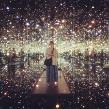 Yayoi Kusama's Infinity Mirrored Room, "The Souls of Millions of Light Years Away." Each person was allowed inside for 45 seconds.