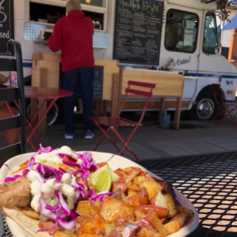 Our favorite food truck changed to tacos and crepes - no more bbq ribs - but still a good stop.