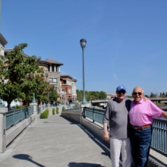 Frank and Paul by the river in Downtown Napa